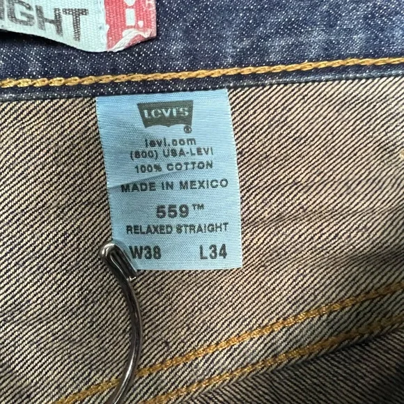 Levi's 559 Relaxed Jeans Straight Leg Men's 38x34 Dark Blue Jeans Denim - Picture 2 of 10